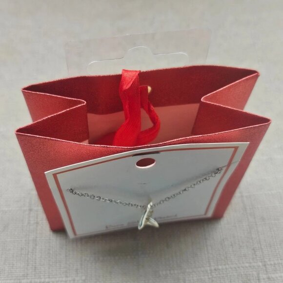 Women Necklace Double Heart Pendant Fashion Jewelry Pure Silver Plated Gift Bag - Picture 7 of 10